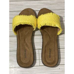 Array Carrillo Yellow Rafia Fabric Slide Comfort Sandal Womens Size 11W